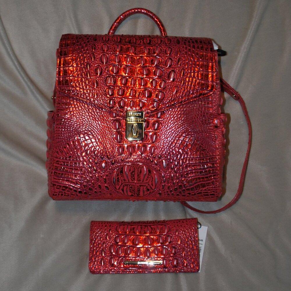 NWT Brahmin Liz Backpack and Ady Wallet in Red Dragon